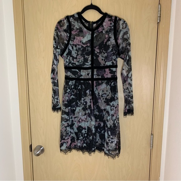 Fire Los Angeles Floral Lace Dress With Velvet Trim Medium - Picture 1 of 8